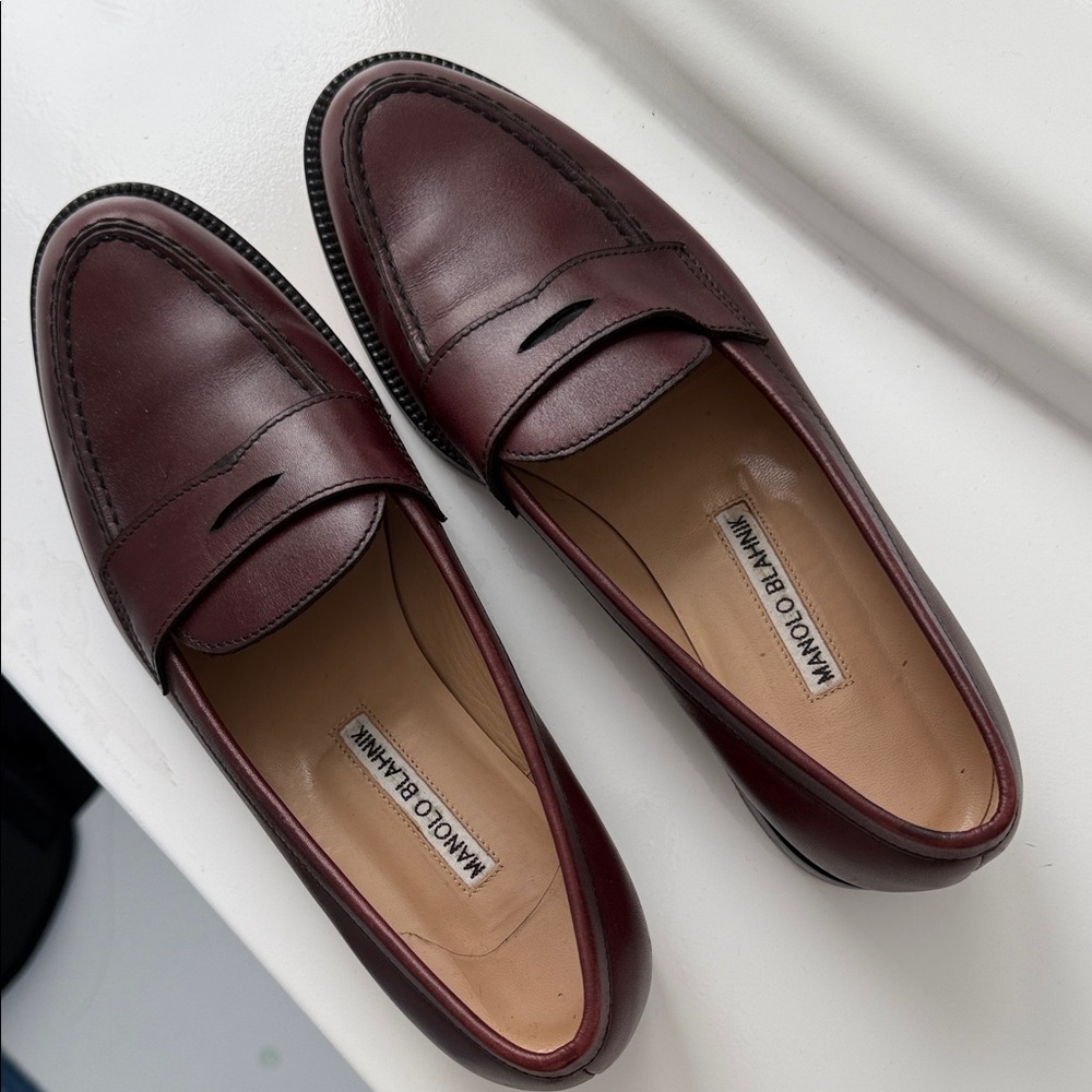 Manolo Blahnik Men's Deep Red Loafers